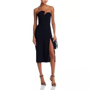 Amanda Uprichard Black Strapless Midi Dress